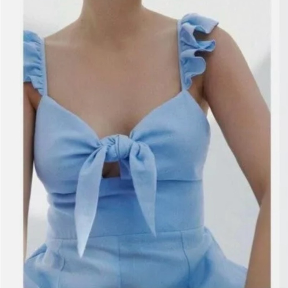 Zara Light Blue Ruffled Jumpsuit - Picture 4 of 5